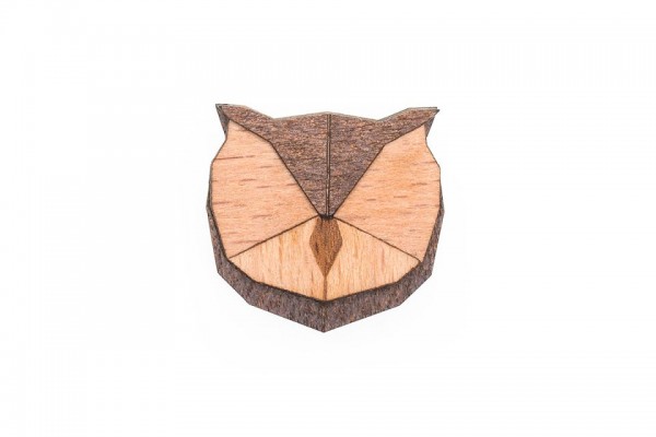 Holz-Brosche "Eule"